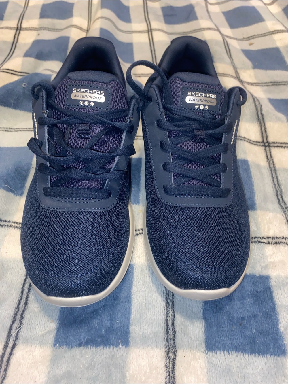 Skechers Gowalk Gogo Mat Aircooled Navy Blue Waterproof Women's Lace-Up Sneakers